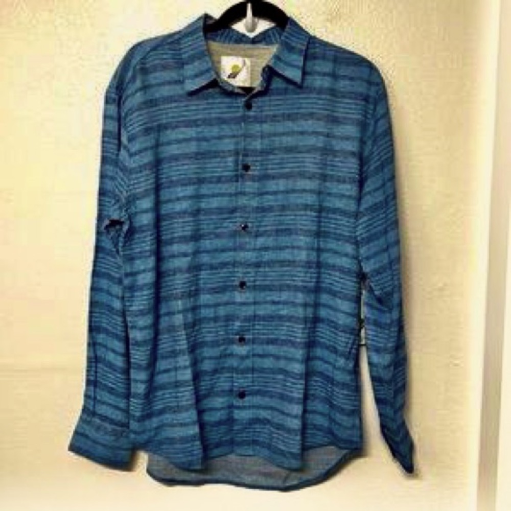 Fundamental Coast blue diagonal Blue stripes button down long sleeve